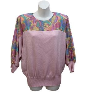 Retro 80s Pink Sweater Vintage Pullover Anthony Sicari Size 12